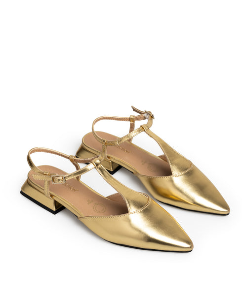 Balerina Oro T-strap Punta Picuda 29404